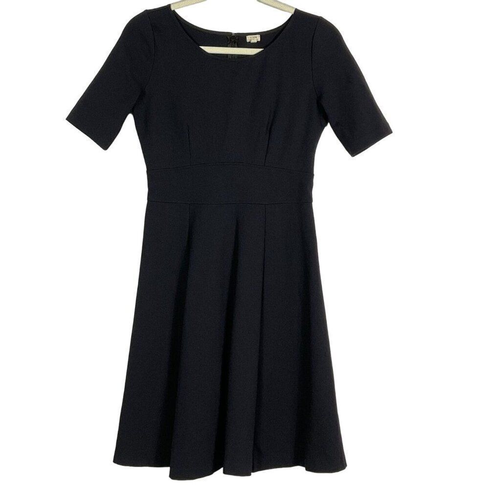 J Crew Factory Short Sleeve Black A-Line Knit Dress, Style #02605, size 0